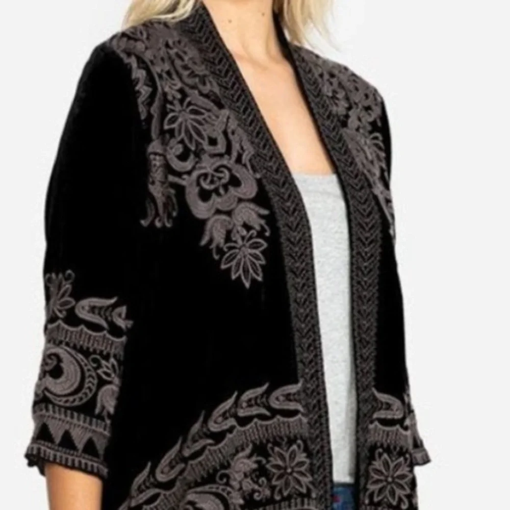 Johnny Was Hirsch heavily embroidered velvet jacket NWT